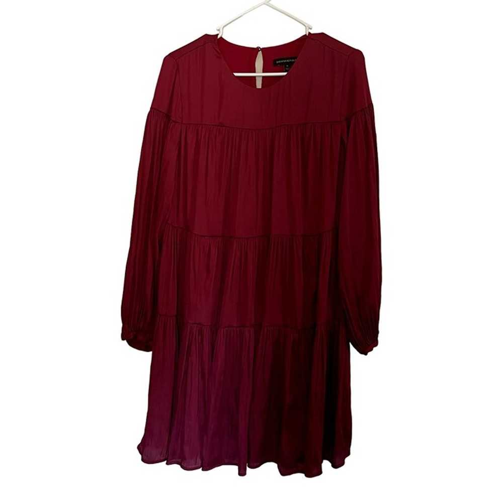 Banana Republic deep red ruched dress flowy style… - image 1