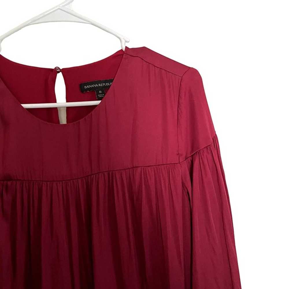 Banana Republic deep red ruched dress flowy style… - image 2