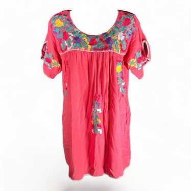 J Marie Mexican Oaxaca Style Embroidered Mini Dres