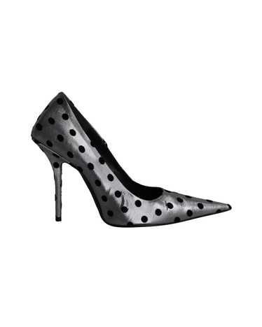 Balenciaga Polka-Dot Flocked Lame Pumps in Silver 