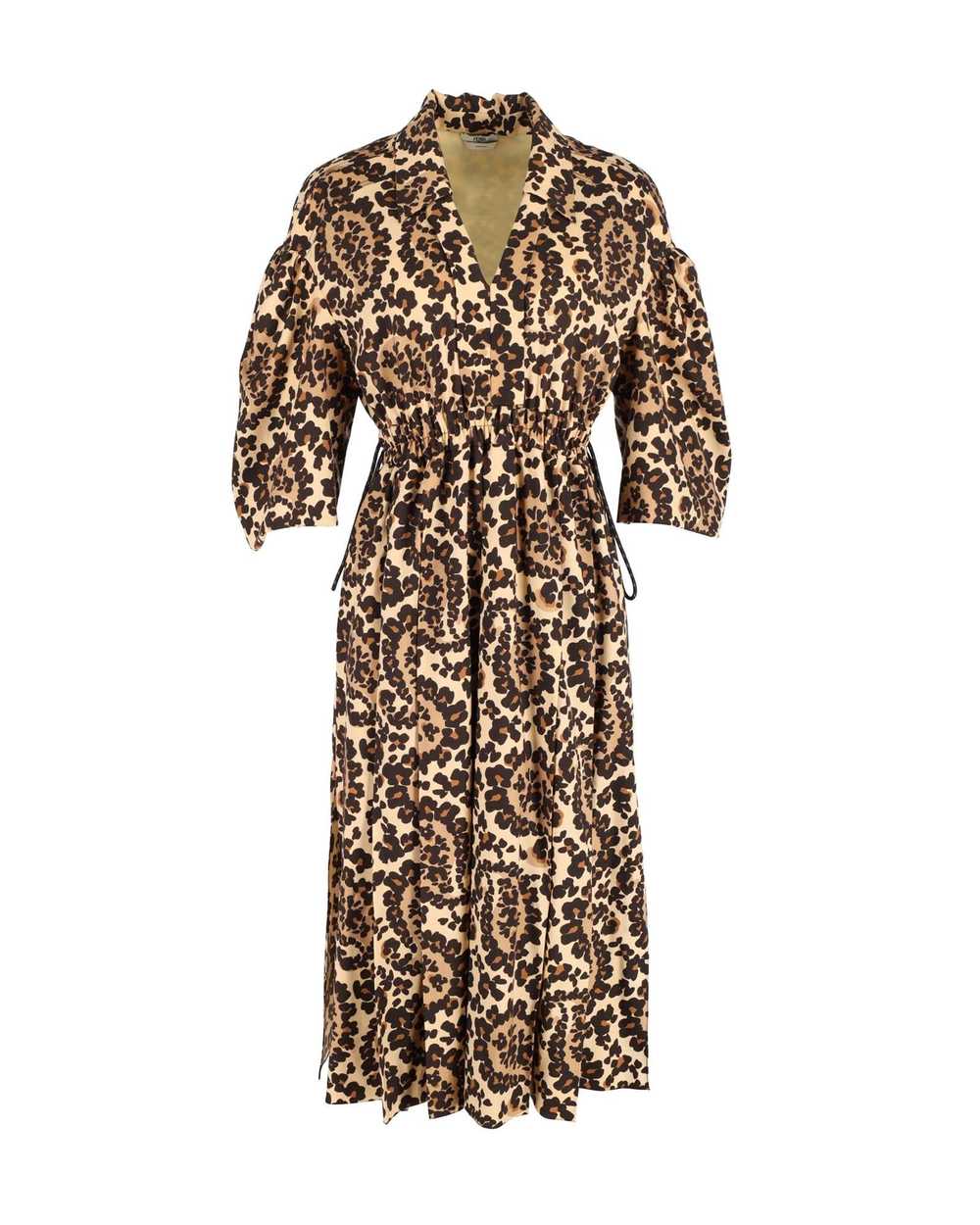 Fendi Leopard-Print V-Neck Midi Dress - image 1