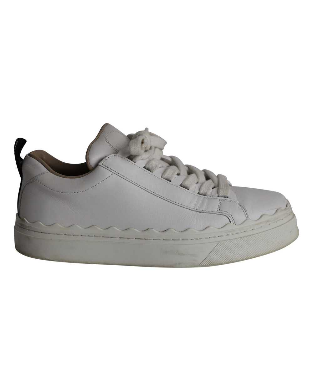 Chloe Classic White Leather Lace-up Sneakers with… - image 1