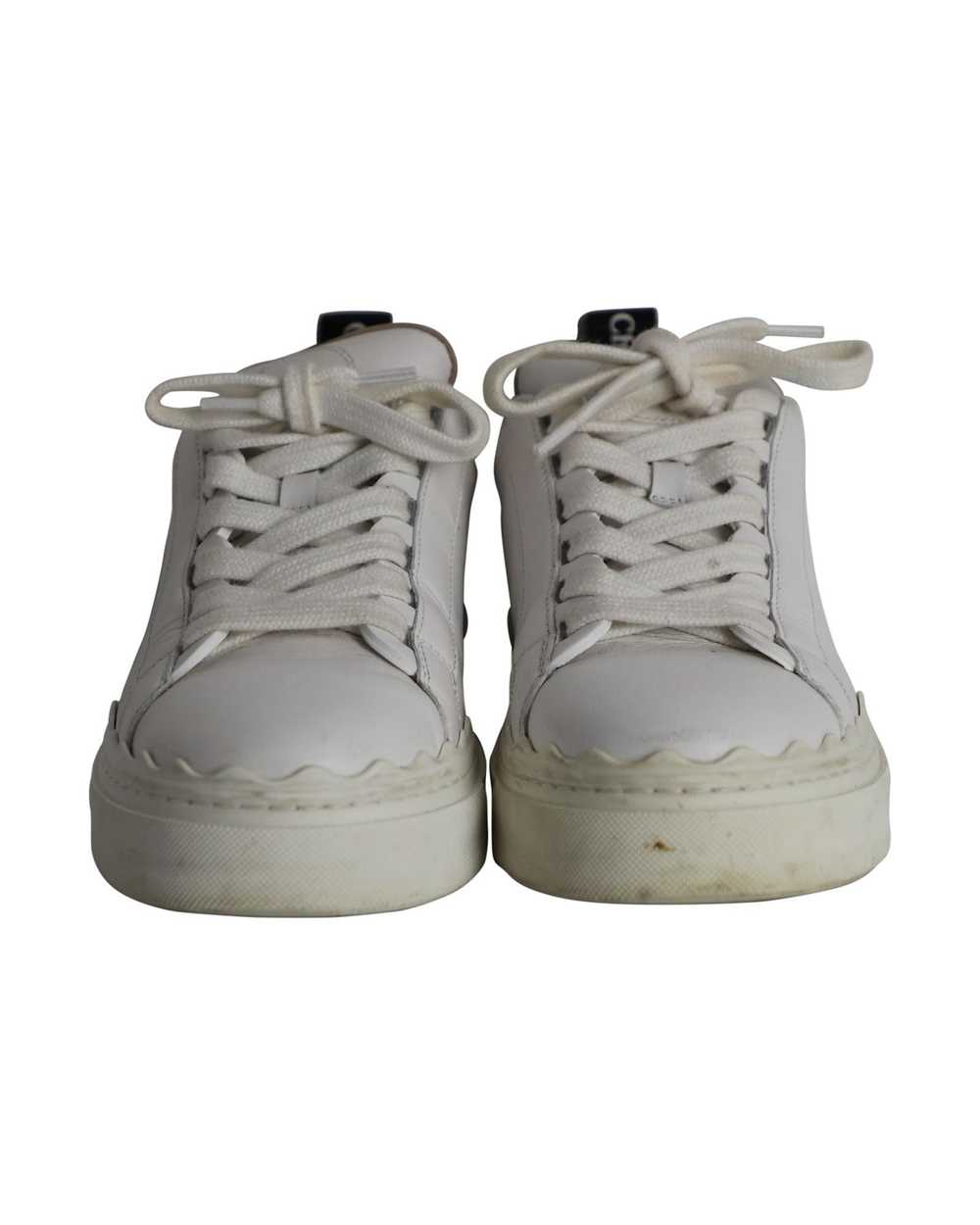 Chloe Classic White Leather Lace-up Sneakers with… - image 2