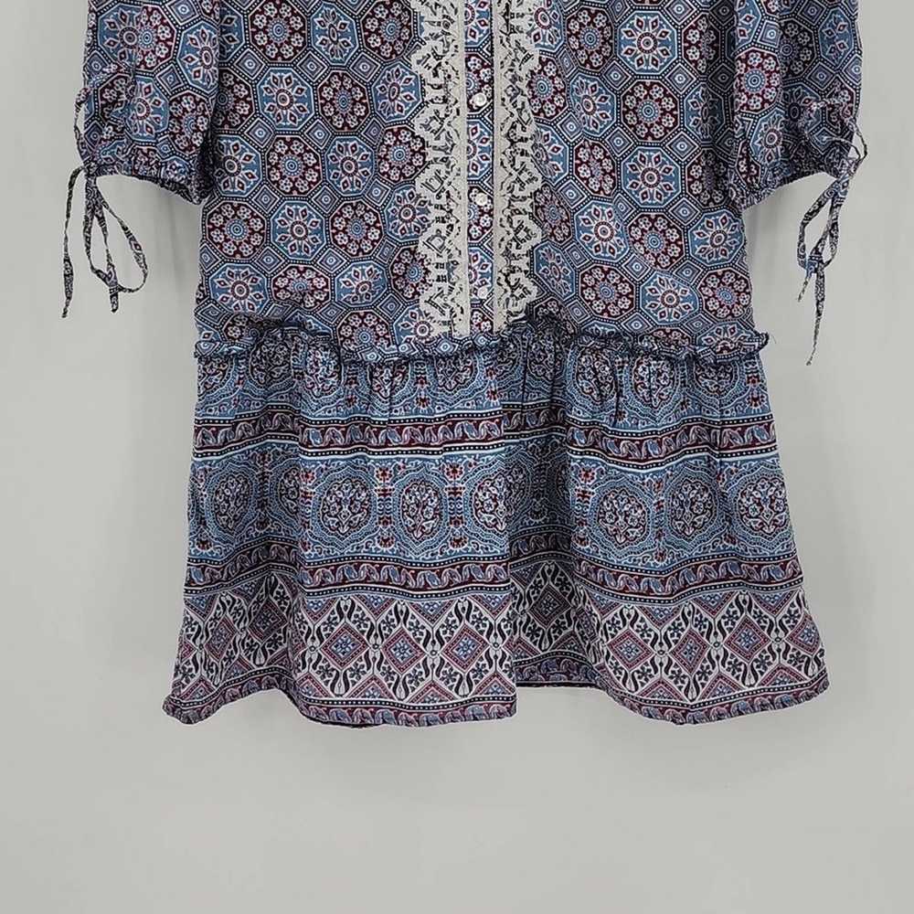 Sundance Blue Pattern Drop Waist Tunic Dress Size… - image 3
