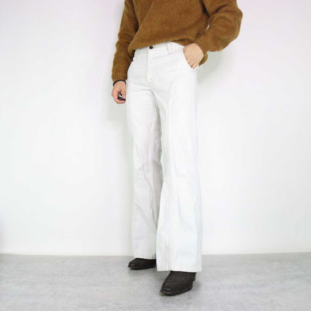 Levi's × Vintage 70s Levi's White Flared Pleat De… - image 2