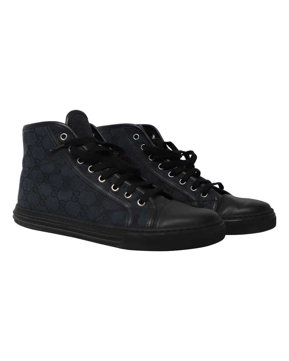 Gucci GG High Cut Sneakers in Navy Blue Canvas - image 3