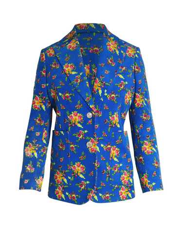 Gucci Floral Print Blazer Jacket in Blue Cotton
