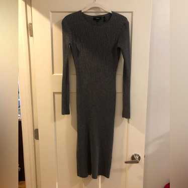 Theory charcoal grey knit long sleeve wool midi s… - image 1