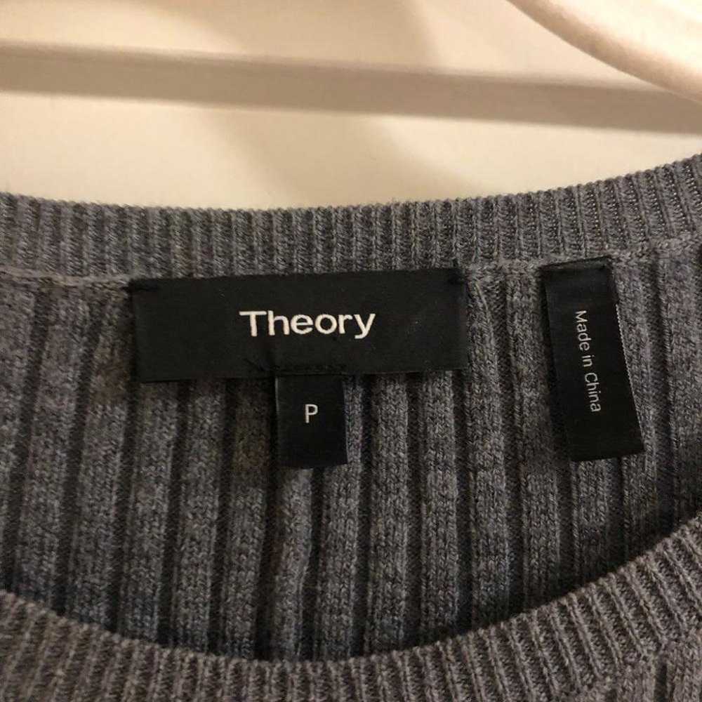 Theory charcoal grey knit long sleeve wool midi s… - image 2