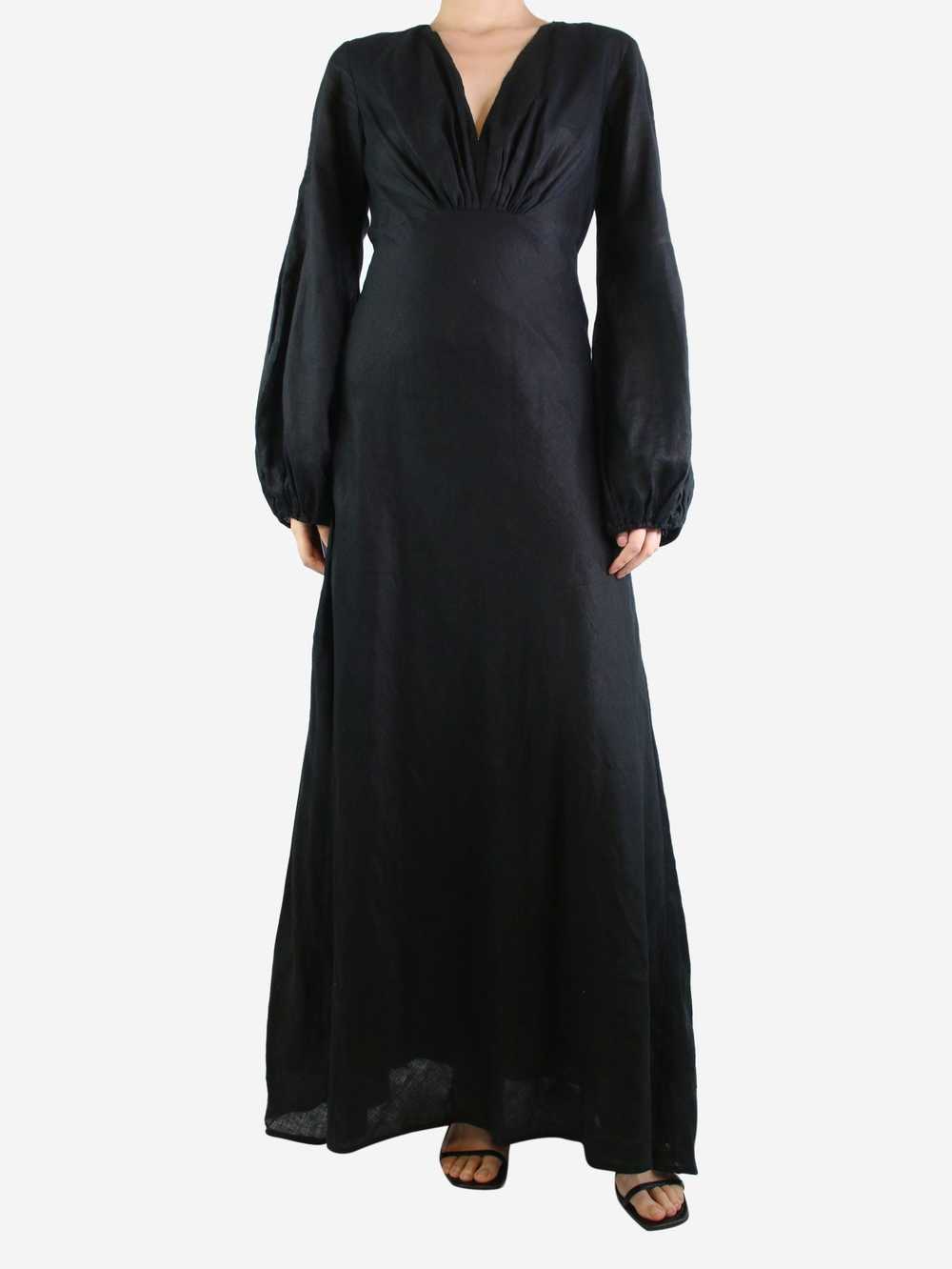 Kalita Black V-neckline linen maxi dress - size S - image 1