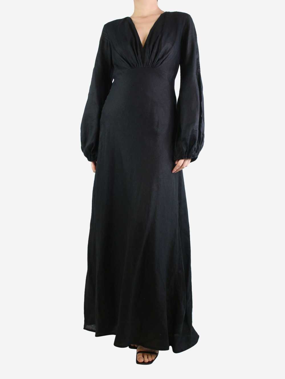 Kalita Black V-neckline linen maxi dress - size S - image 3