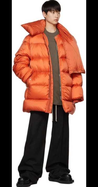 Rick Owens Orange Hooded Liner Down Coat