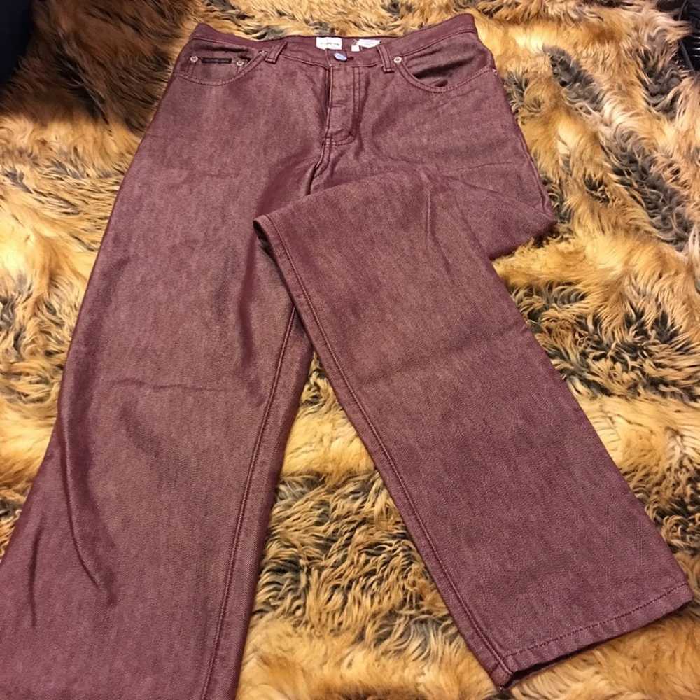 Calvin Klein Calvin Klein metallic burgundy jeans… - image 2