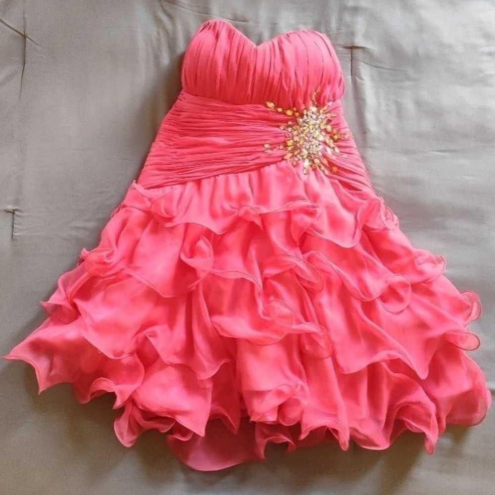 Size 16 Rhinestone Embellished Coral Prom Party D… - image 1