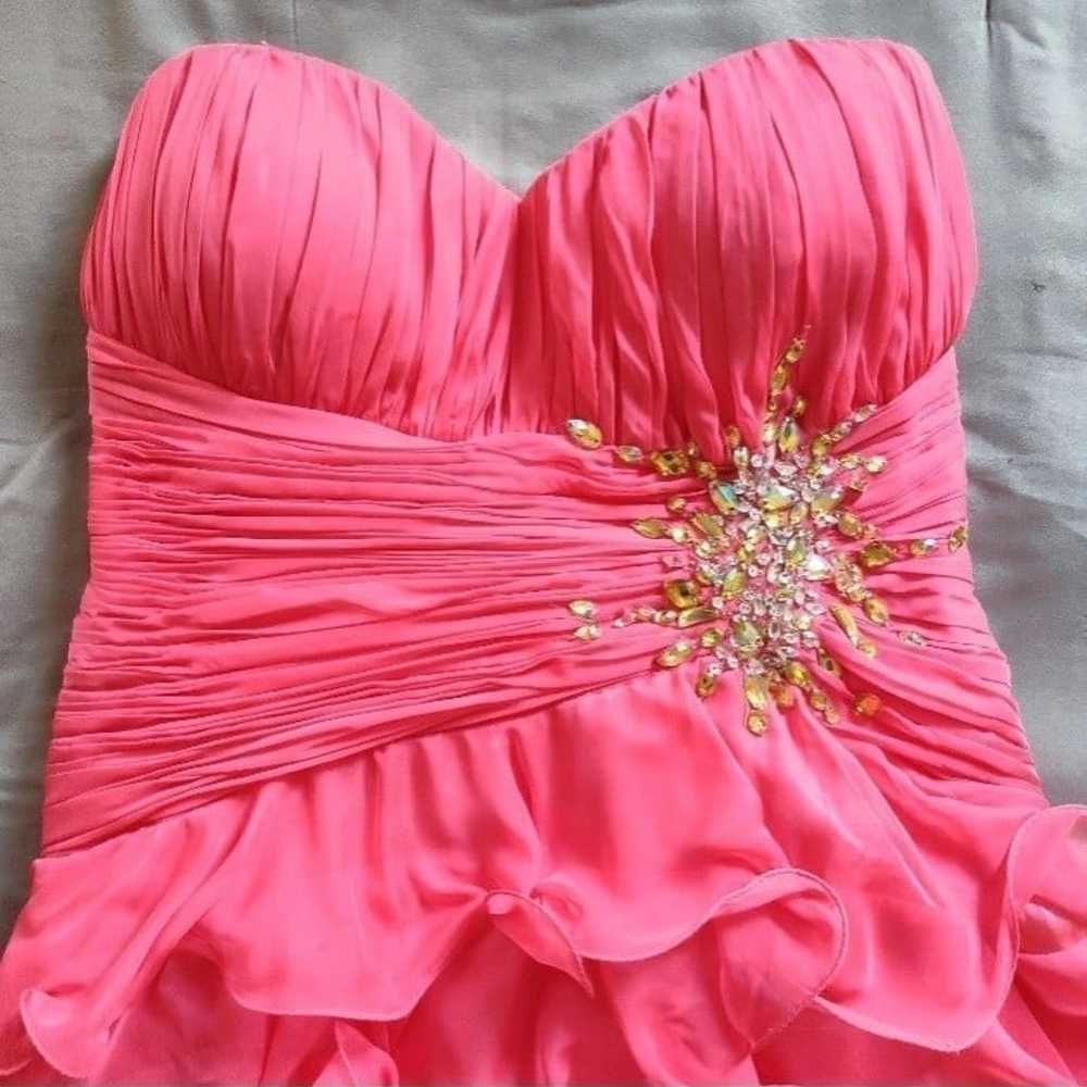 Size 16 Rhinestone Embellished Coral Prom Party D… - image 2
