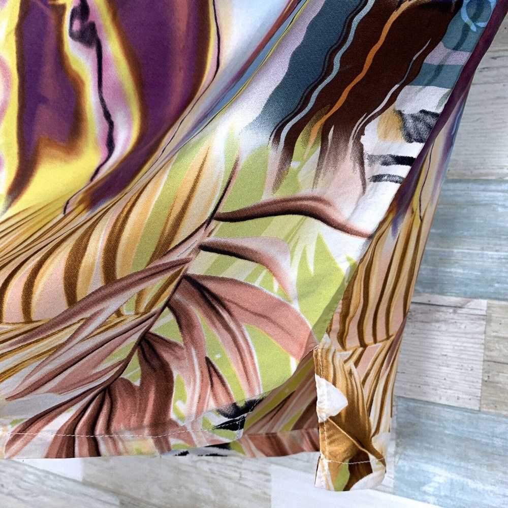 Cache Charmeuse Silk Animal Print Floral Dress Do… - image 5