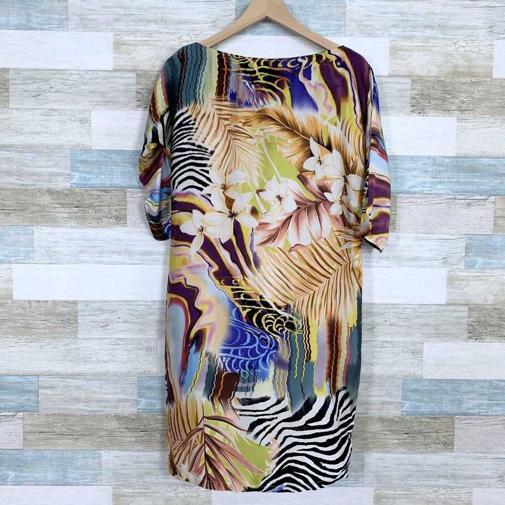 Cache Charmeuse Silk Animal Print Floral Dress Do… - image 6