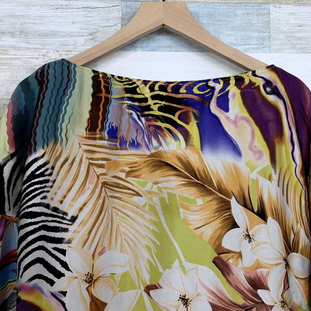 Cache Charmeuse Silk Animal Print Floral Dress Do… - image 7