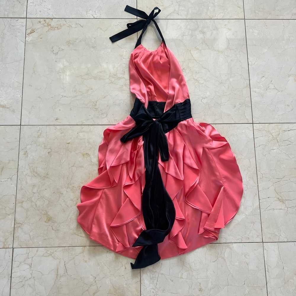 BCBG Maxazria Orange/Black Silk Cocktail Dress Sz… - image 3