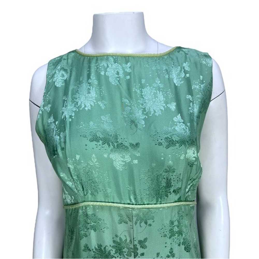 Vintage 1960's Handmade Green Floral Maxi Dress S… - image 10