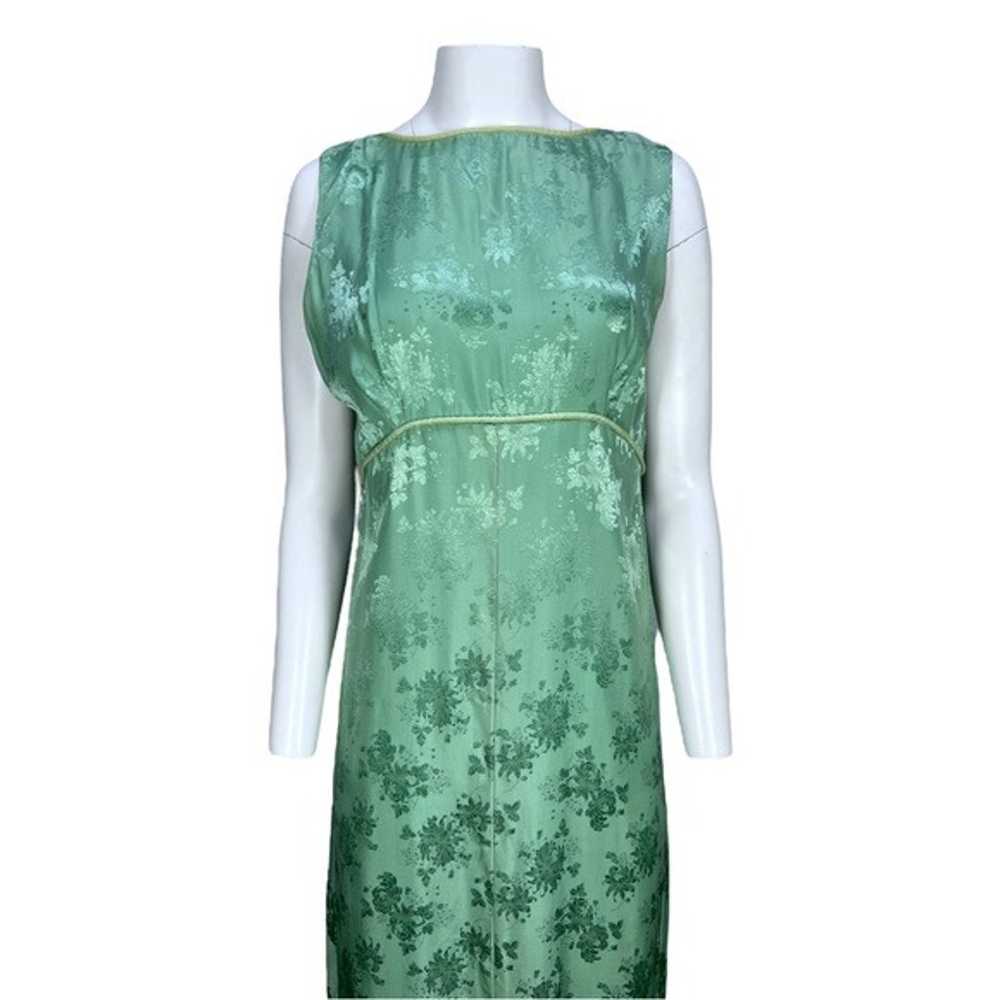 Vintage 1960's Handmade Green Floral Maxi Dress S… - image 2