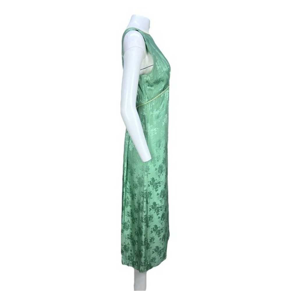 Vintage 1960's Handmade Green Floral Maxi Dress S… - image 3