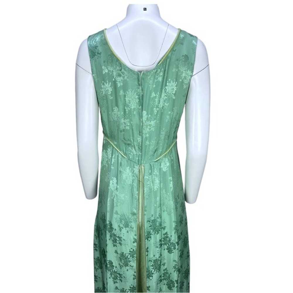 Vintage 1960's Handmade Green Floral Maxi Dress S… - image 6