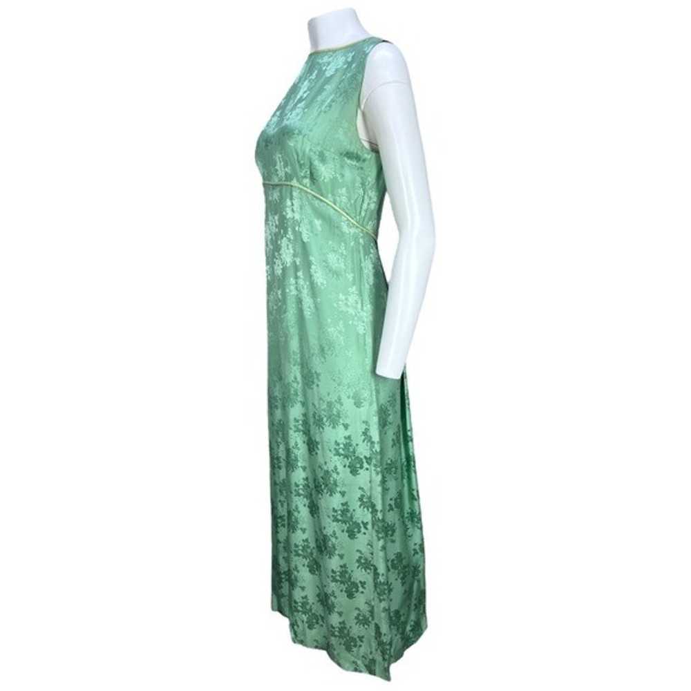 Vintage 1960's Handmade Green Floral Maxi Dress S… - image 8