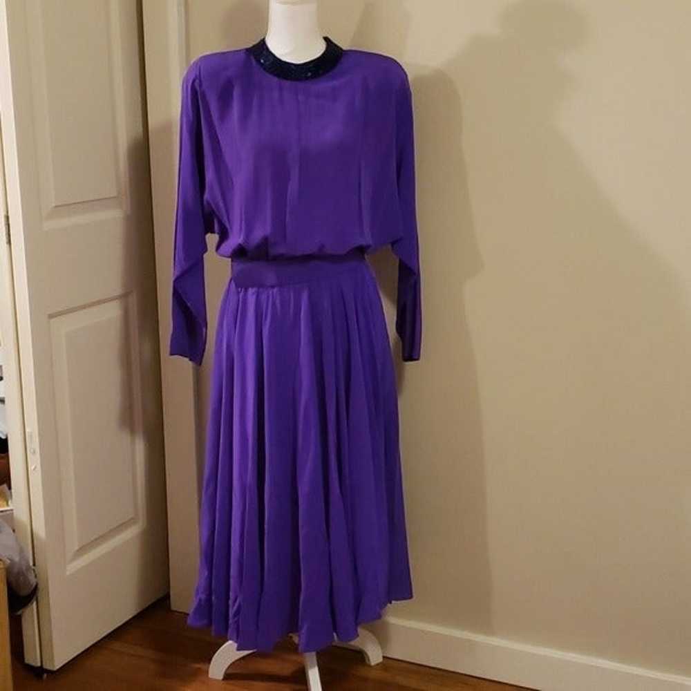 Vintage Purple Levante Dress - Pure silk - image 1