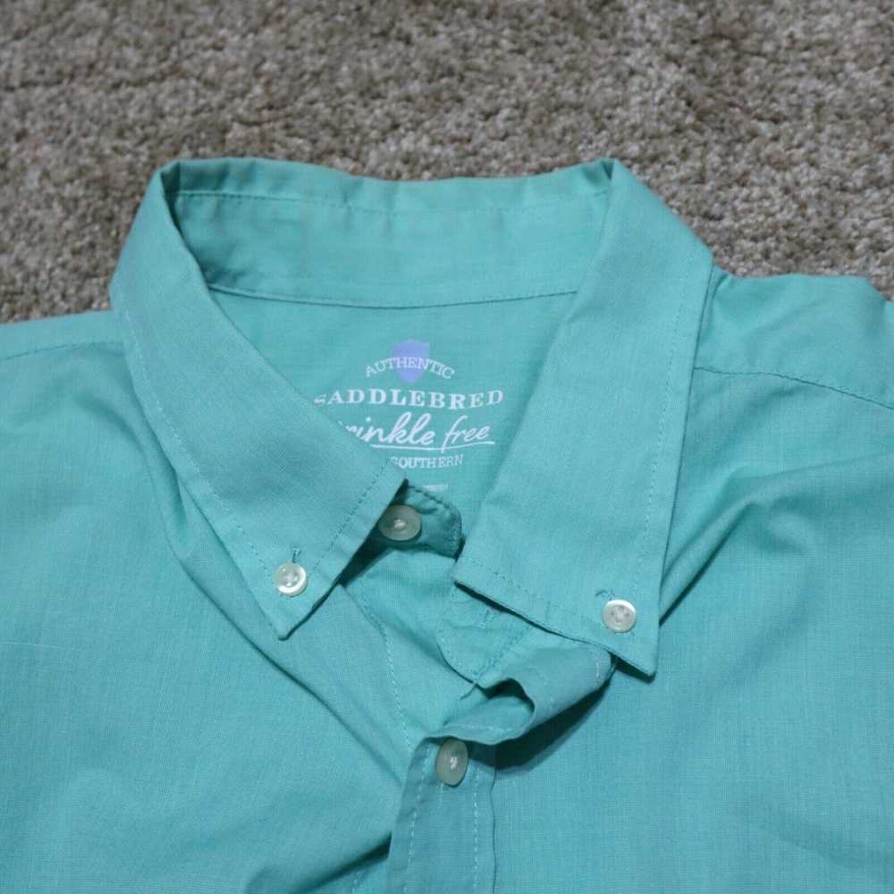 Vintage Saddlebred Shirt Blue / Green Button Down… - image 1