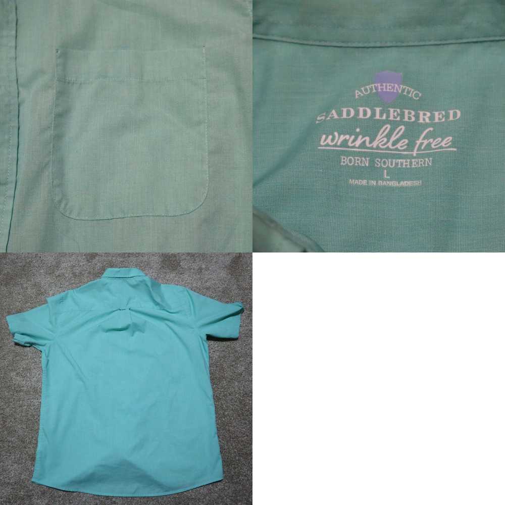 Vintage Saddlebred Shirt Blue / Green Button Down… - image 4