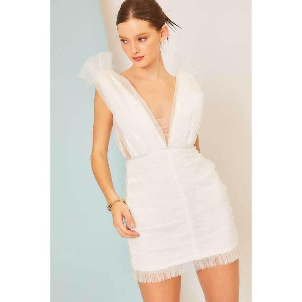 NWOT Main Strip White Tulle Bodycon Mini Dress - image 1