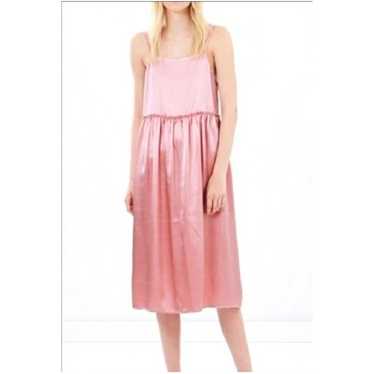Anthropologie Steele Pink Satin Midi Dress - image 1