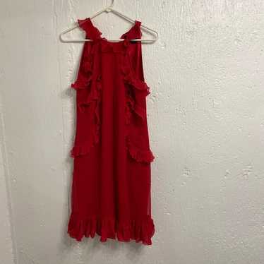 Jay Godfrey Red Ruffled 100% Silk Cocktail Dress 6 - image 1