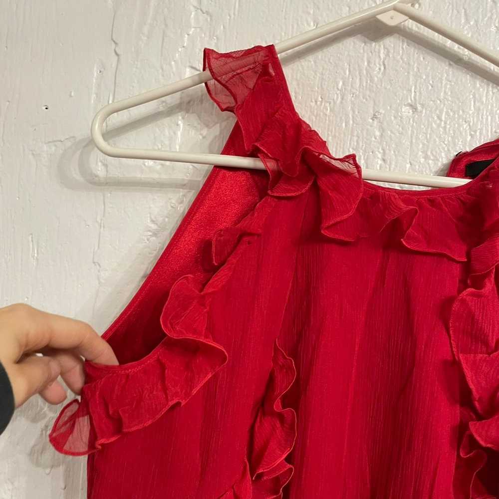 Jay Godfrey Red Ruffled 100% Silk Cocktail Dress 6 - image 2