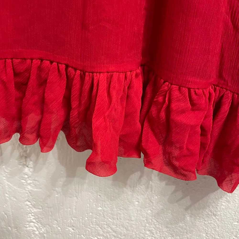 Jay Godfrey Red Ruffled 100% Silk Cocktail Dress 6 - image 3