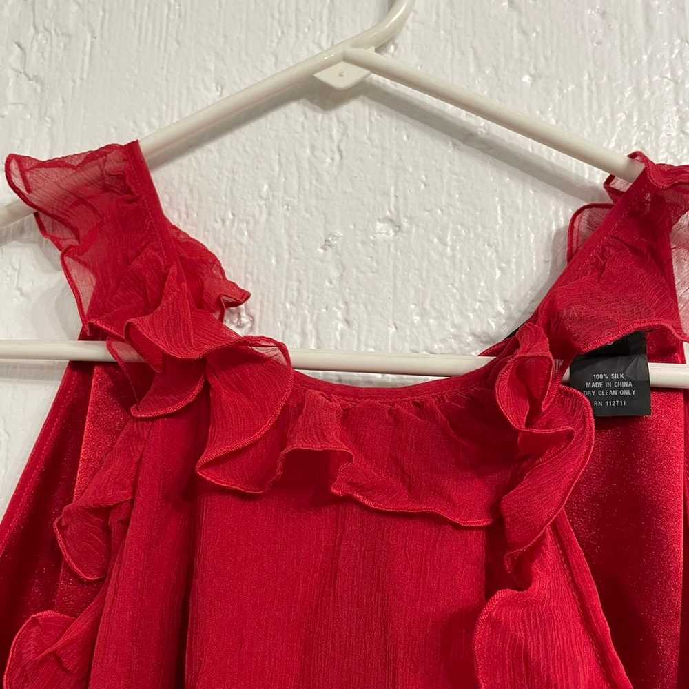 Jay Godfrey Red Ruffled 100% Silk Cocktail Dress 6 - image 4