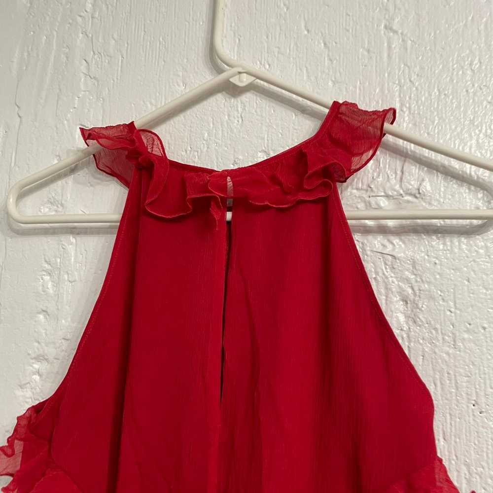 Jay Godfrey Red Ruffled 100% Silk Cocktail Dress 6 - image 5