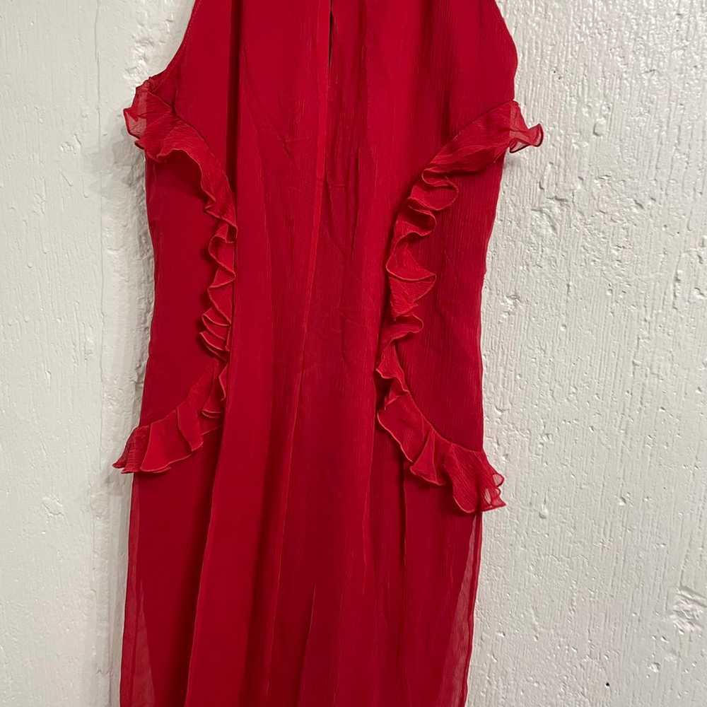 Jay Godfrey Red Ruffled 100% Silk Cocktail Dress 6 - image 6