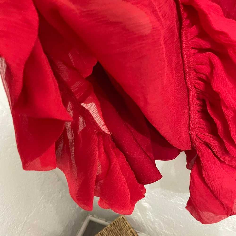 Jay Godfrey Red Ruffled 100% Silk Cocktail Dress 6 - image 8
