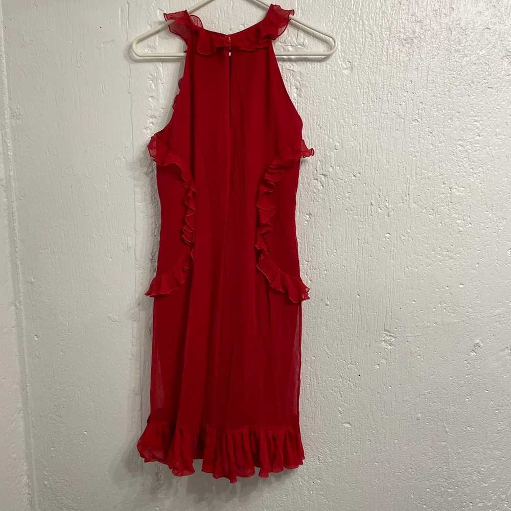 Jay Godfrey Red Ruffled 100% Silk Cocktail Dress 6 - image 9