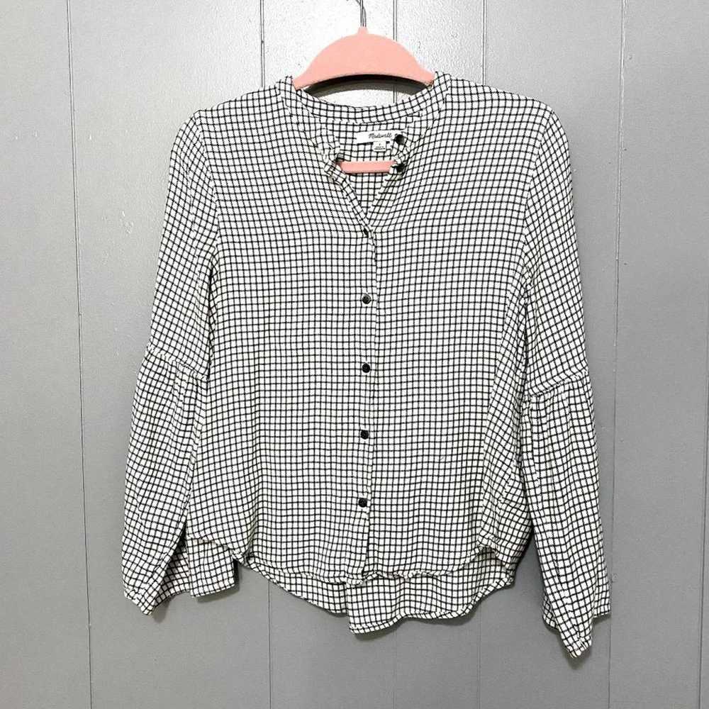Madewell Madewell Black White Bell Sleeve Button … - image 2