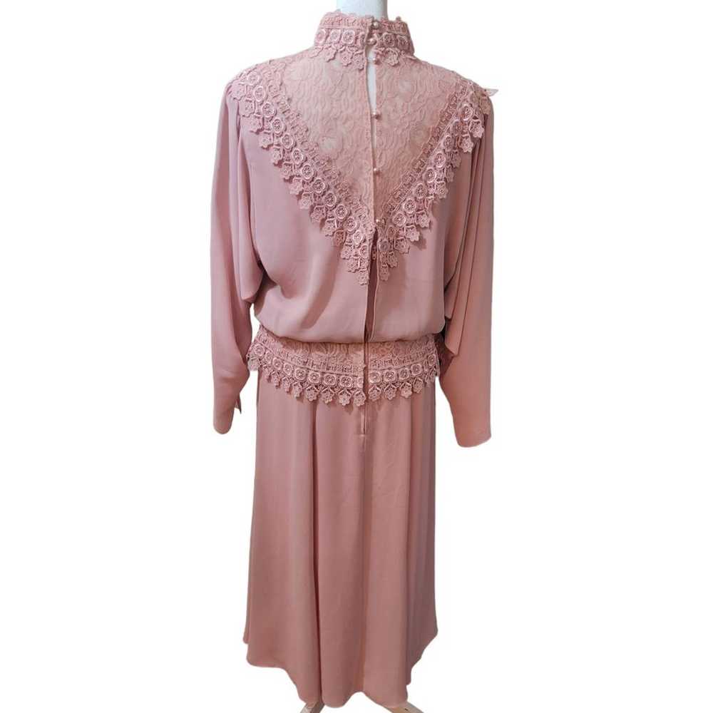 VINTAGE 1970's Pink Victorian Lace High Embroider… - image 2
