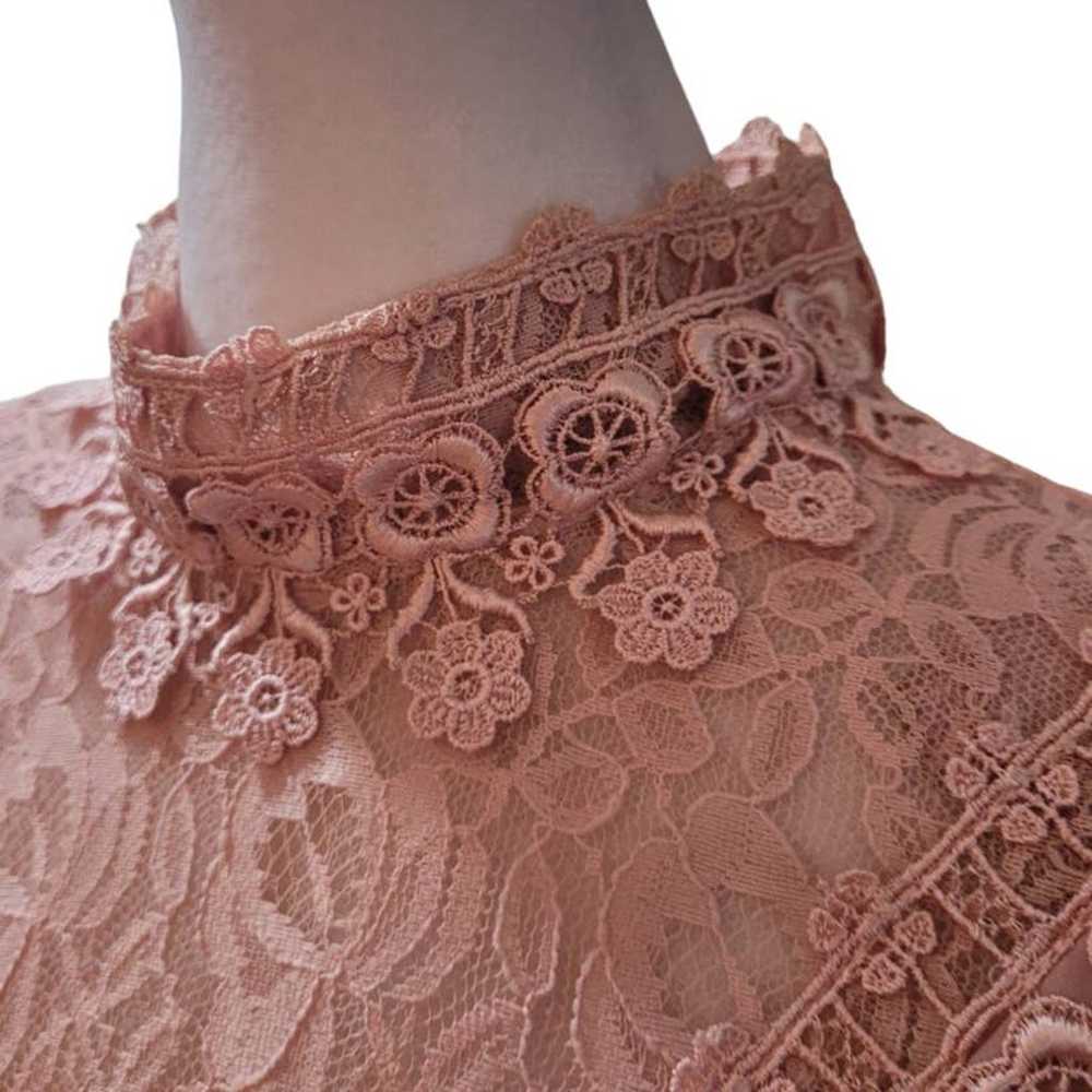VINTAGE 1970's Pink Victorian Lace High Embroider… - image 7