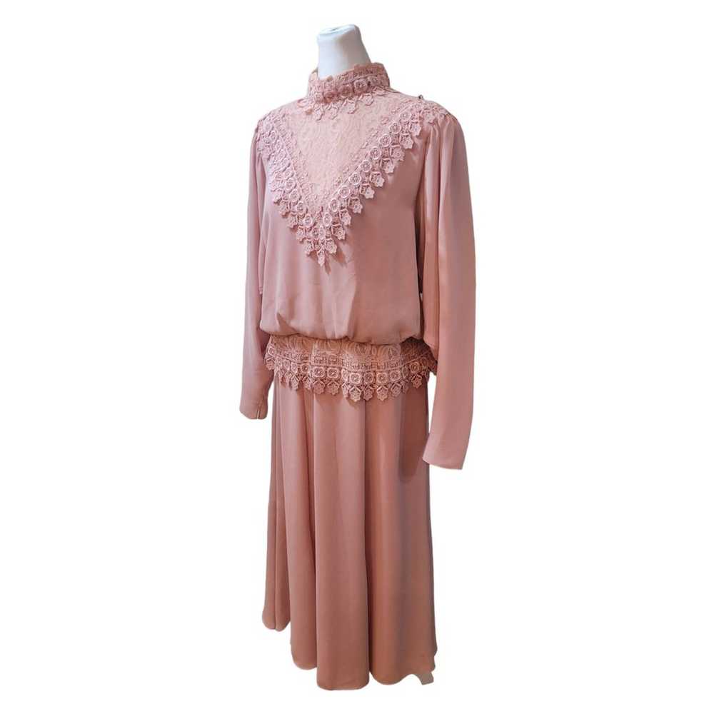 VINTAGE 1970's Pink Victorian Lace High Embroider… - image 8