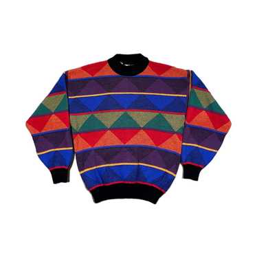 Art × Vintage 80s 90s colore multi color knit swe… - image 1