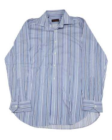 Etro Multistriped Button Down Shirt in Blue Cotton