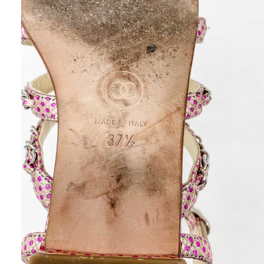 Chanel Chanel Metallic Pink Polka Dot Chain Gladi… - image 12