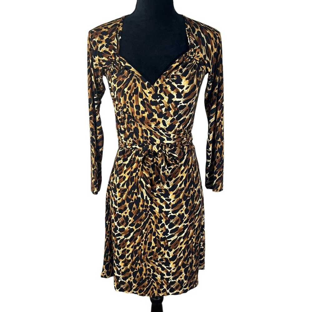 Norma Kamali Wrap Dress Leopard Print Jersey Swee… - image 3