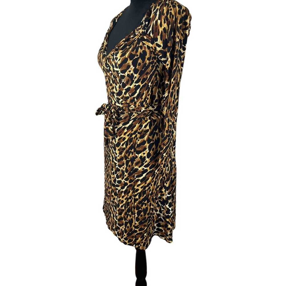 Norma Kamali Wrap Dress Leopard Print Jersey Swee… - image 6